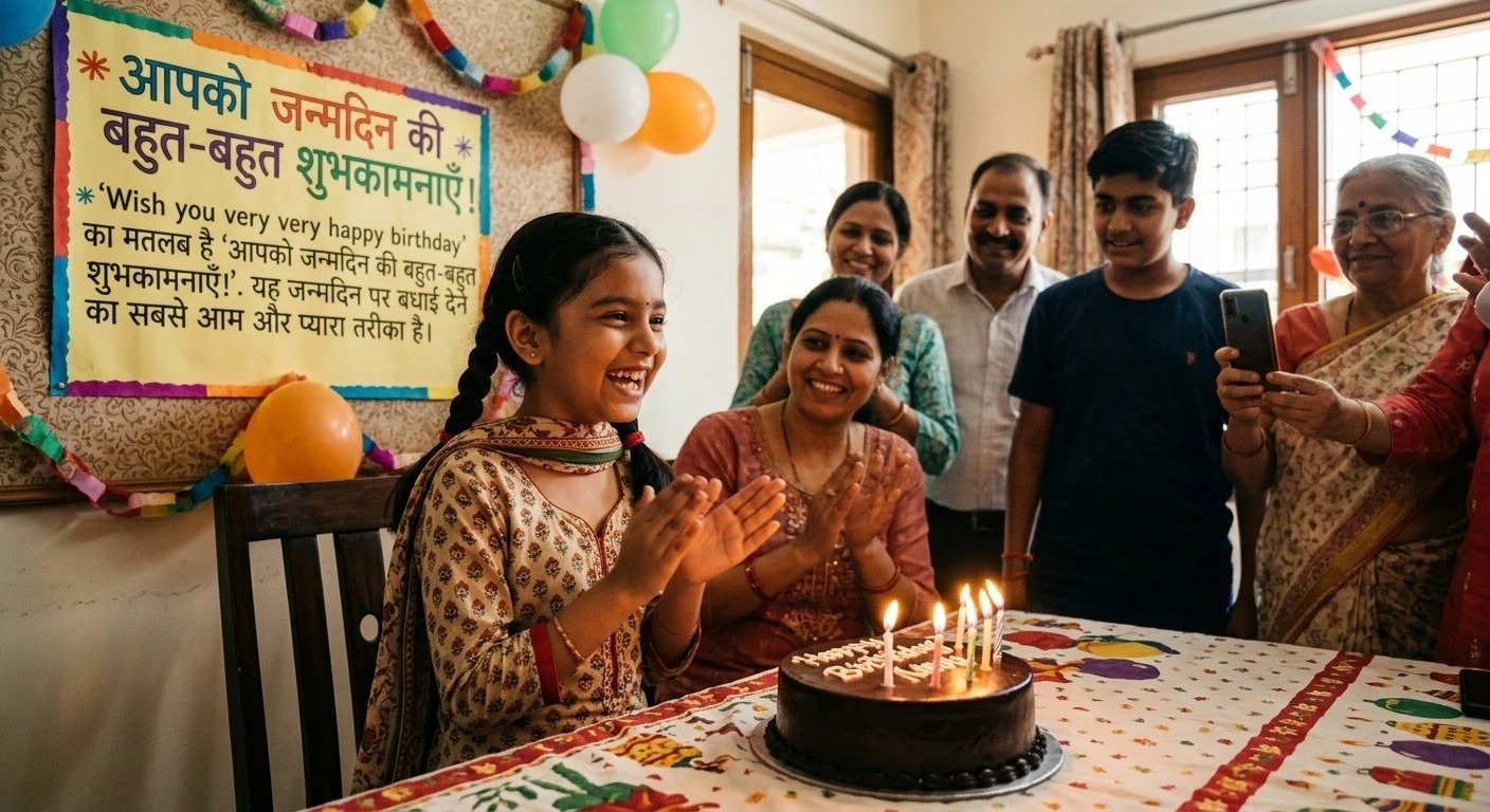 Wish you very very happy birthday translate in hindi